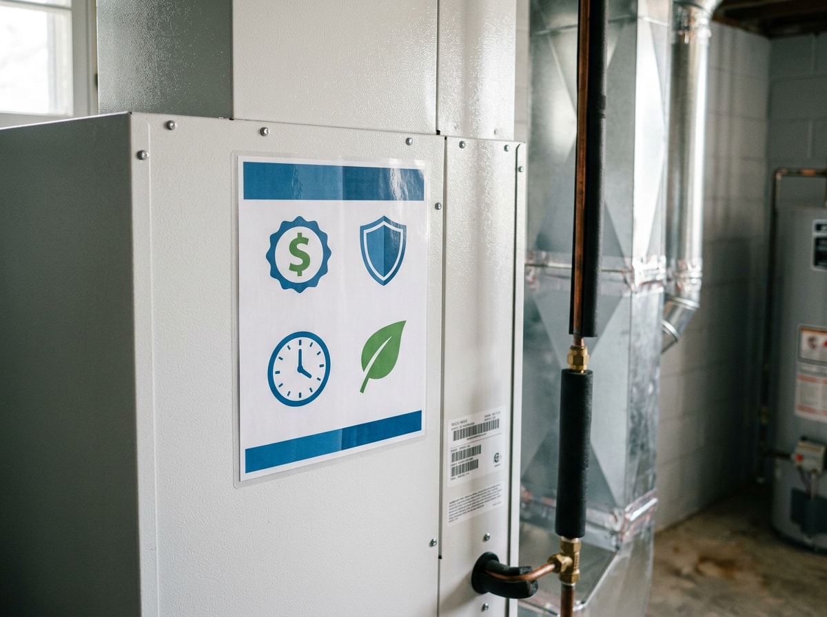 Infographic listing the benefits of regular AC maintenance, including lower energy bills and extended equipment lifespan